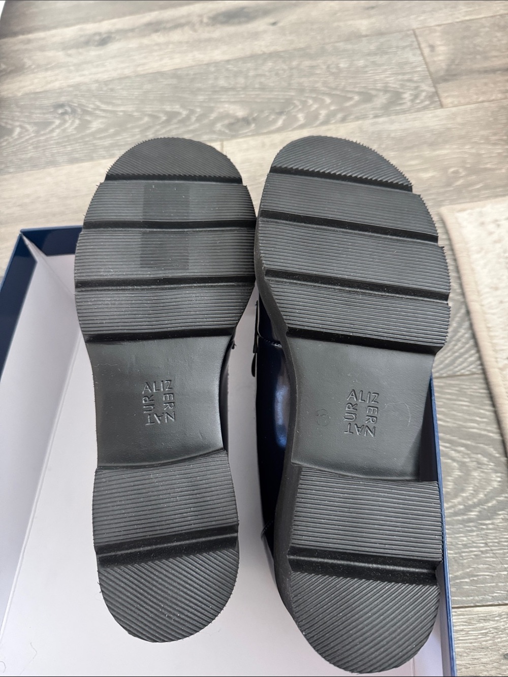 Naturalizer Navy Patent Tassel Kiltie Loafers - Picture 3 of 3